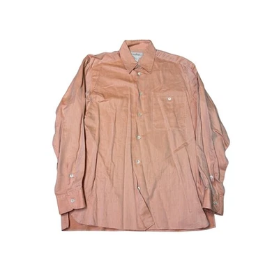 Camicia elegante uomo Ermenegildo Zegna testurizzata pesca con bottoni taglia M Made Italy - Immagine 1 di 4