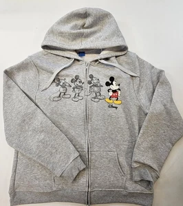 Disney Mickey Mouse legendärer Damen-Fleece-Hoodie mit Reißverschluss Größe 2X grau neu mit Etikett - Bild 1 von 8
