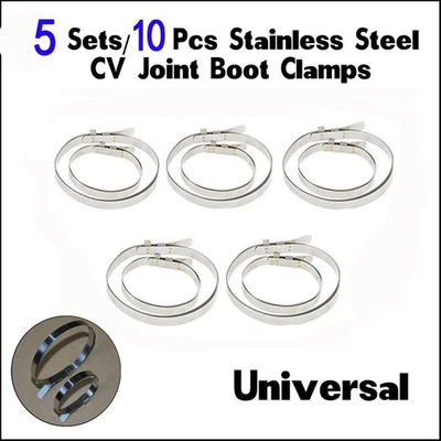 Universal Stainless Steel Adjustable Axle CV Joint Boot Crimp Clamps Large&Small - Image 1 of 4