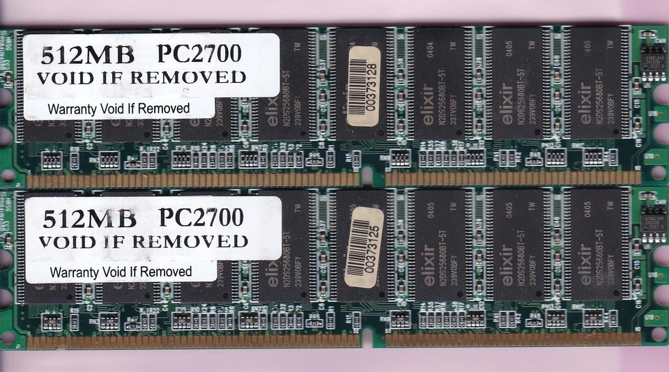 1GB 2x512MB PC3200 NANYA ELIXIR M2U51264DS8HB3G-5T DDR-400 RAM MEMORY KIT DDR1 - Image 1 of 3