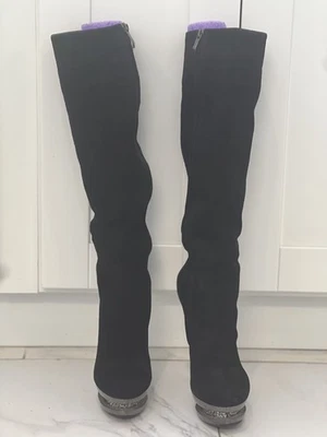 Swarovski Heel Gianmarco Lorenzi Crystal Heel below the knee boots, Size 9.5 - Image 1 of 4
