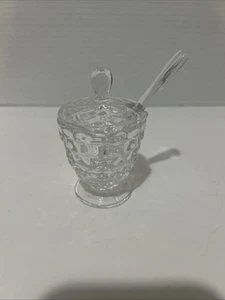 Seltenes Fostoria American Vintage Senfglas mit Deckel & Löffel wunderschön - Bild 1 von 7