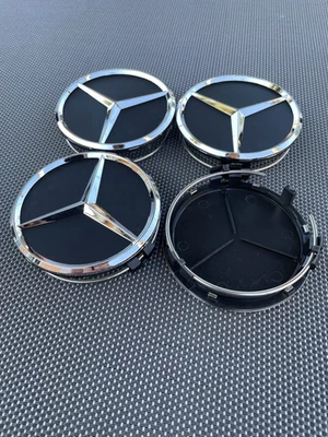 4EA 75mm Wheel Center Rim Hub Caps Badge Fit For Mercedes-Benz C E S AMG Emblem - Image 1 of 4