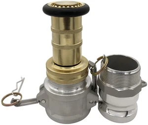 Heavey Duty 2" NPSH Brass Fire Hose Nozzle with 2 x 2 Inch Aluminum Camlock F... - Picture 1 of 6