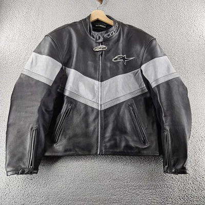 Chaqueta Alpinestars Para Hombres 44 Cuero de Vaca Negro Motocicleta Motociclista De Colección Foto 1 de 4