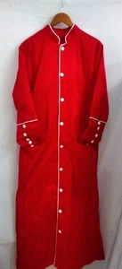 Roter bodenlanger ungefütterter Mantel im chinesischen Stil mit Taschen, weiße Rückenschlitze Cosplay - Bild 1 von 13