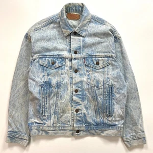 Levi's Vintage Acid Wash Denim Jacket Mens Small 1980s Made in USA Trucker Blue - Picture 1 of 18