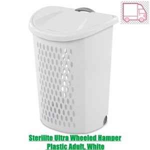 Sterilite Ultra Wheeled Hamper Plastic Adult, White - Picture 1 of 9
