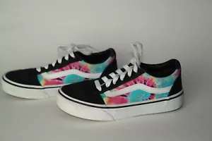 Girls VANS Old Skool Ward Blue Pink Tie Dye Skate Shoes Sneakers 1 Youth/13.5 UK - Picture 1 of 7