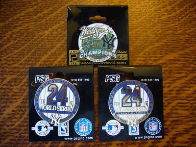 LOT - NEW YORK YANKEES WORLD SERIES PETER DAVID 1998 CHAMPS + PSG 24 CHAMPS PINS - Image 1 of 4