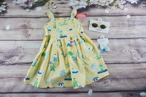Vtg Gymboree Pool Party Yellow Beach Scene Dress Sunglasses Pony Holder 3T NWT - Picture 1 of 12