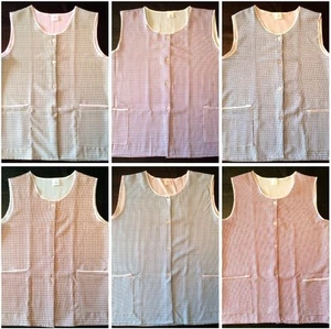 NEW LADIES DOGTOOTH PRINT BUTTON FRONT OVERALL TABARD WORK APRON WITH POCKETS - Picture 1 of 1