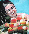 1971 Gouache Gemälde Porträt mit Früchten