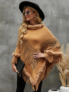 Fitshinling Fur Scarf Collar Winter Poncho - Picture 1 of 12