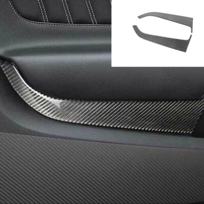 Cubierta de tira de panel de puerta interior de fibra de carbono real para Ford Mustang 2015-2021 Foto 1 de 4