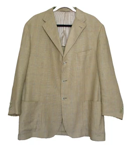 Giacca cappotto sportivo Corneliani 54 EU 44R US uomo lino/lana marrone beige a quadri 3 bottoni - Foto 1 di 5