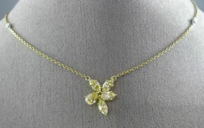 COLLAR FLOR POR YARDA ORO 18KT DIAMANTE AMARILLO BLANCO Y ELEGANTE 1.57CT 2 TONOS Foto 1 de 4