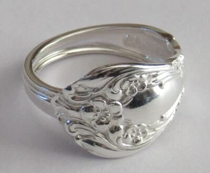 Sterling Silver Spoon Ring - Alvin / Chateau Rose - size 8 - 1950 - Picture 1 of 11