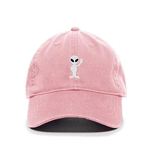 Alien Peace Sign Baseball Cap Embroidered Cotton Adjustable Dad Hat - Image 1 of 1