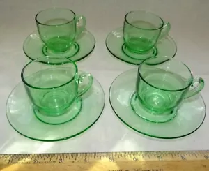 Juego de 4 tazas y platillos Demitasse verde Fostoria USA 5093 - Imagen 1 de 4