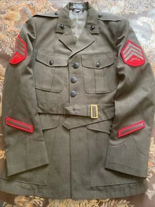 USMC Marine Corps Alpha Uniform Sgt Jacket W/Belt, Armpit To Armpit 21 Inches - Picture 1 of 8