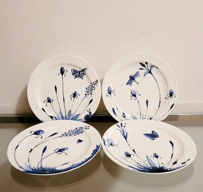Williams Sonoma Printemps Blue & White Flowers & Butterflies Salad Plates S/4 - Image 1 of 4