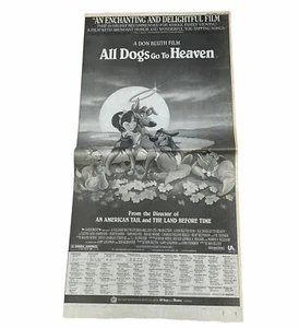 All Dogs Go To Heaven 1989 Original Full Page Movie Theater AD - Picture 1 of 5