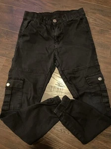 Boys VIP Elastic Waist Cargo Pants - Black, Size 9/10 - Picture 1 of 4