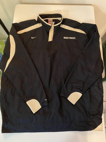 Men’s Nike Wake Forest Demon Deacons Dri Fit 1/4 Zip Pullover Jacket XXL Vintage Cover