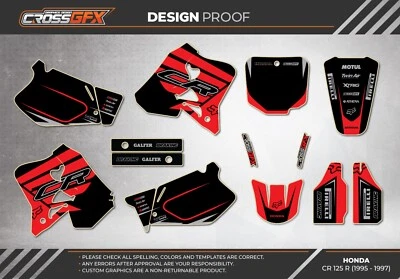 1995 1996 1997 CR 125 Graphics Kit For HONDA CR125 CR 125R R Decals Stickers MX  Foto 1 de 4