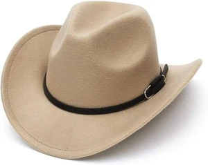 Kids Boys Cowboy Hat Western Girls Cowgirl Cap with Black Leather Belt 54cm - Picture 1 of 25