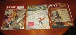 Vintage Saturday Evening Post 1947 Norman Rockwell Lot OF 3, VG JAN NOV - Picture 1 of 3