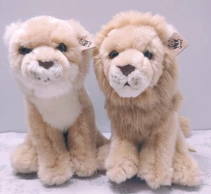 "Pareja de leones y leonas World Wildlife Fund 1986 - juguete de peluche de 8"" con etiquetas edición especial" - Imagen 1 de 5