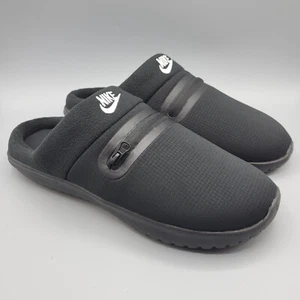 Nike Slippers Mens Size 9 Burrow Black Phantom Slides Comfort Fleece DJ3130 002 - Picture 1 of 5
