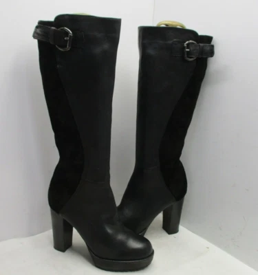 Botas Manas Negras Cuero Gamuza Cremallera Plataforma Tacón Ultra Alto Hasta la Rodilla Talla 41 EUR Foto 1 de 4
