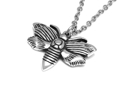 Moth Necklace, Handmade Insect Animal Jewelry in Pewter - Image 1 of 4
