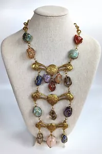 Collana Vintage Accessocraft Gabbia Pietre Lucite Bavaglino Dichiarazione Gioielli - Foto 1 di 6