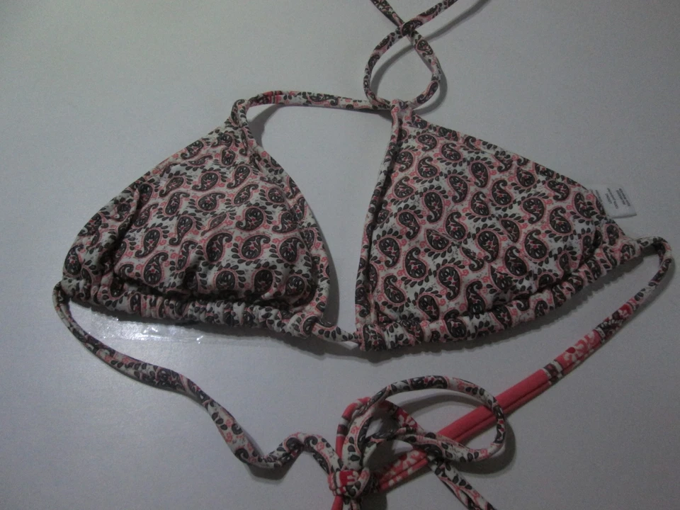 Top de bikini Athleta para mujer talla XS blanco multi triángulo forrado halter cachemira natación Foto 1 de 4