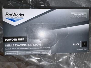 ProWorks GL-N145FL Gloves; Black Nitrile Powder-Free Latex Free 100/Box Large - Picture 1 of 2