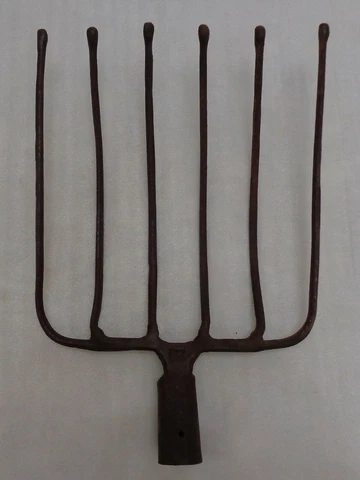 Antique 6 Tine Beet Potato Fork Head Vtg Soviet Iron Prong Ball Tips Large Crops Cover