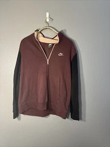Nike Sweatshirt Damen 1/4 Zip Burgund Schwarz Größe XL - Bild 1 von 2