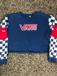 Womens Large Vans BMX Collection Checkered Cropped Long Sleeve Sweatshirt - Picture 1 of 8