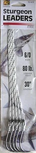 4 Packs Danielson Sturgeon Leaders Barbless 6/0 Hook 30" 80 lb Leader 20 Total - Picture 1 of 1