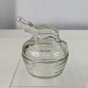 VTG Clear Glass Jeanette Elephant Lid Powder Jar Trinket Holder Candy Bowl - Picture 1 of 14