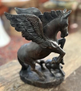 Pegasus handgeschnitzte Holzstatue - Bild 1 von 15