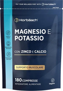 Magnesio E Potassio + Zinco E Calcio | 180 Compresse Vegane per Oltre 6 Mesi | M - Imagen 1 de 12