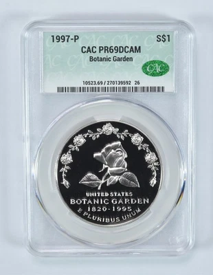 1997-P Botanic Garden Commemorative Silver Dollar PR69 DCAM CAC CACg *3418 - Image 1 of 4