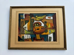 Mid Century Cubist Painting Cubism Abstract Still Life Mystery Artist 1950’s - Picture 1 of 18
