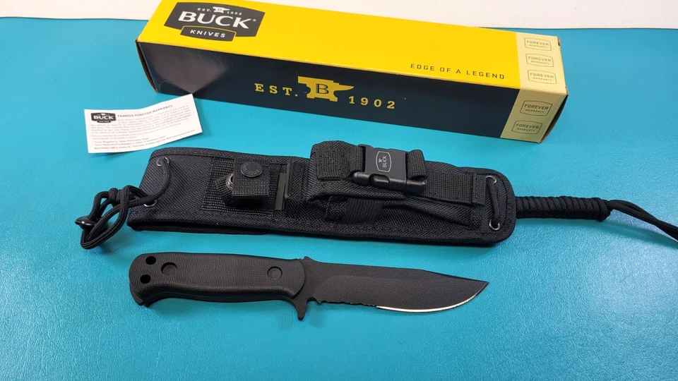 Cuchillo fijo táctico Buck modelo 822 Sentry hoja + funda c. 2017 TR700 Foto 1 de 4