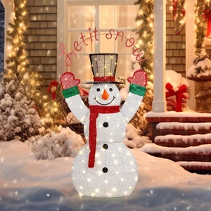 4FT Lighted Christmas Snowman 2D W/90 LED for Xmas Indoor/Outdoor Decorations - Picture 1 of 8